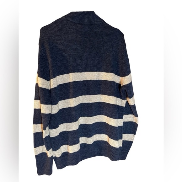 Chaps Navy Cream Preppy Y2K old money Sweater 2 spots review pics carefully Med - Picture 2 of 11
